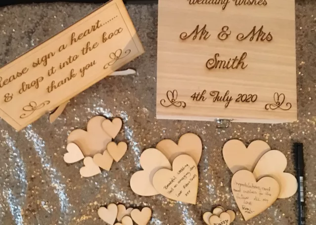 Wedding Guest Book - Personalised Wooden Rustic Alternative Heart Wish Box