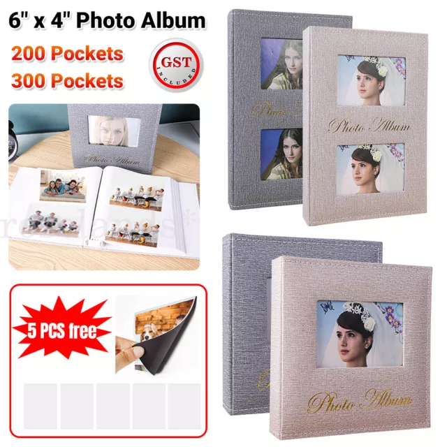 Photo Album 200/300 Pockets Slip In Photos Wedding Birthday 6"x4" with FREE GIFT