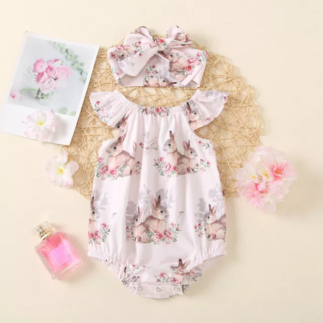 Set fascia body romper baby coniglietto di Pasqua abito stampato neonato 0-24 M