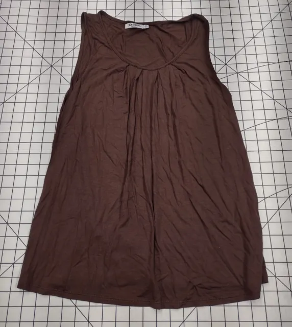 Lock & Love Tank Top Women's Size XL Brown Made In USA Pleated