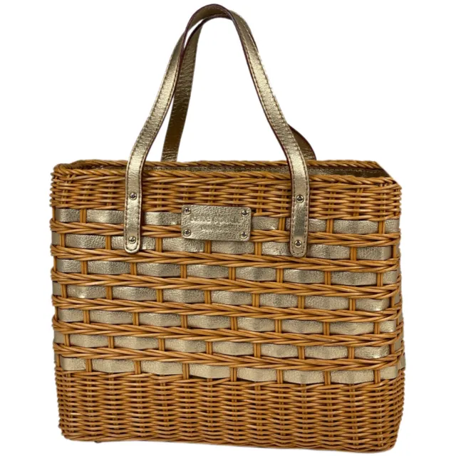 Kate Spade Logo Hand Bag basket handbag Hand Bag Rattan Brown PXRU1542 Women