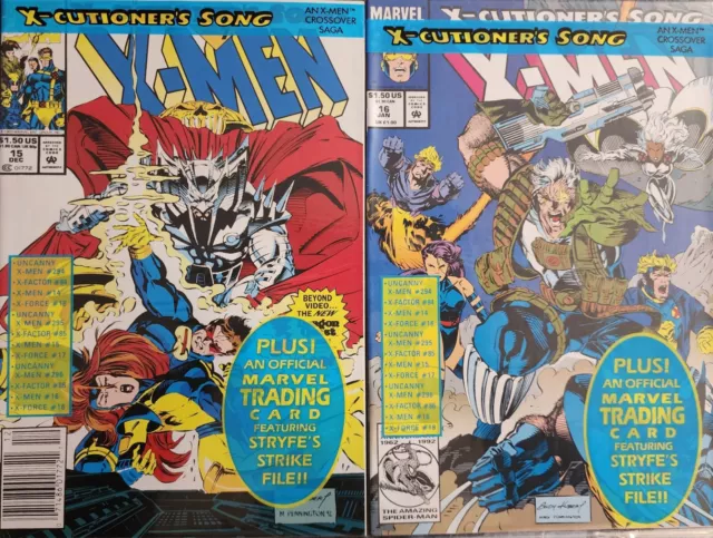 Uncanny X-Men #15 And 16 X-Cutioner's Song Marvel Comic Book Set Sealed KEY Card