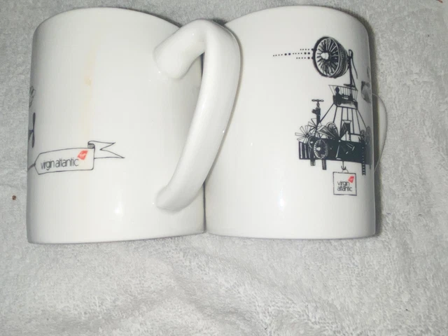 Virgin Atlantic Coffee Mugs X 2 Rare Airline Logo Items Upper Class