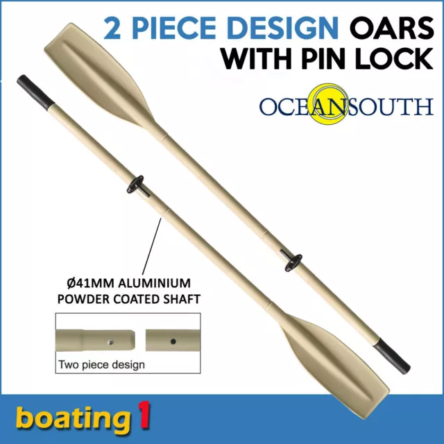 Boat Oar with Oar Pin Lock Heavy Duty, Aluminium, 2 Piece Design - Pair