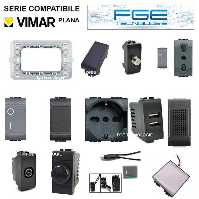 VIMAR PLANA COMPATIBILE PRESA FRUTTI SCHUKO INTERRUTTORE PULSANTE USB