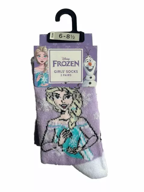 Disney Frozen Girls Socks 2 Pairs Size 9-12