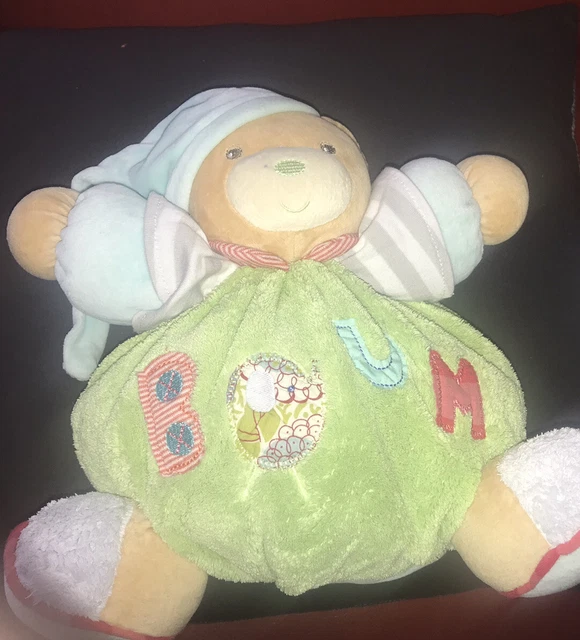 DOUDOU KALOO Gros OURS Plume Boum Boule Vert env 30 cm BE