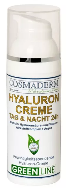 (498 EUR/l) Cosmaderm - Hyaluron Tag- und Nachtcreme 24h Greenline - 50ml