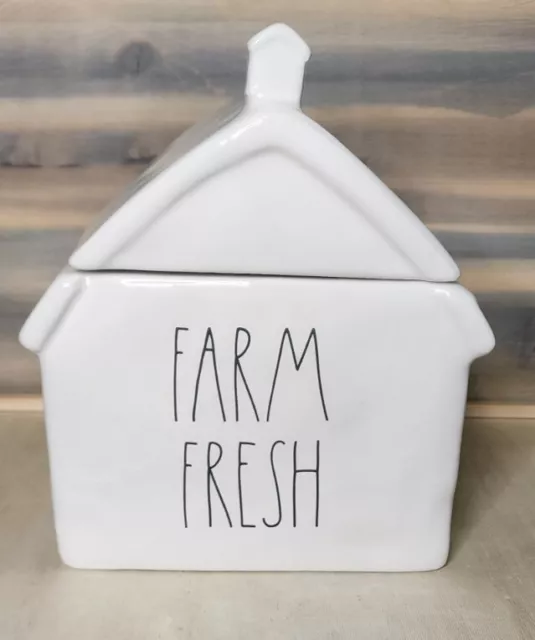 Rae Dunn FARM FRESH White Ceramic Cookie Jar Farm House Barn NEW 2023 W Lid