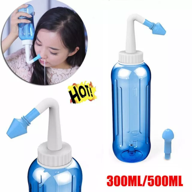 300/500ML Nasenspülset Neti Pot Sinus Spülung Nasenspülflasche Salzlösung