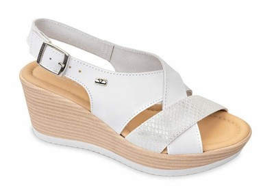 Valleverde Valleverde sandali donna 24400 zeppa media 7 cm plateau 4 cm pelle bianco 