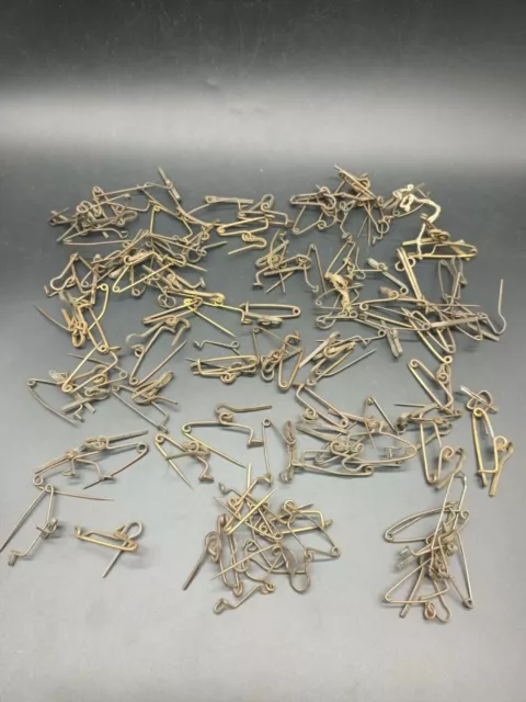 A Large Job Lot Of Antique Brass Curtain Drapery Pins Late Victorian