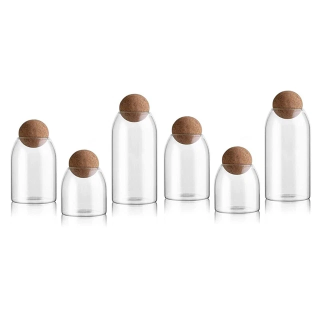 Bicchieri 6 pezzi con sfera di chiusura a tenuta d'aria coperchio in sughero scatole per biscotti trasparenti EO8S6