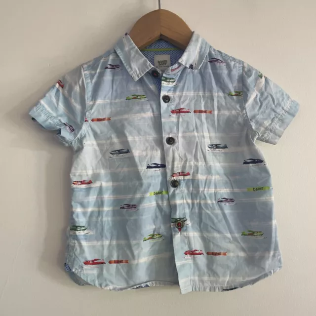 Baby Baker TED BAKER Short sleeve aeroplane button up shirt collar size 1 12-18m