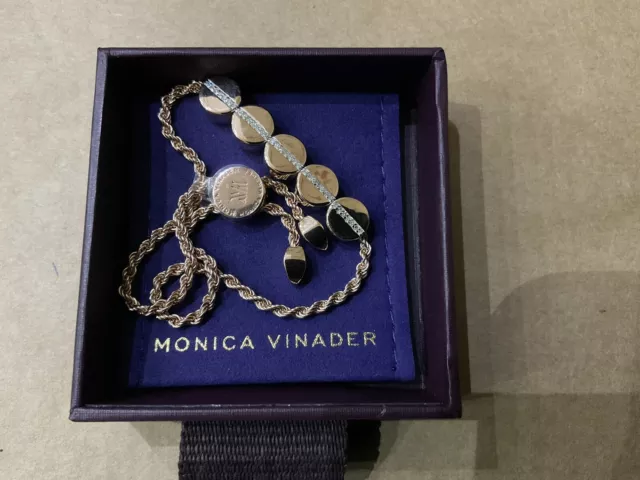 Monica Vinader Rose Gold Linear Bead Diamond Row Friendship Bracelet New❤️🎁🌸
