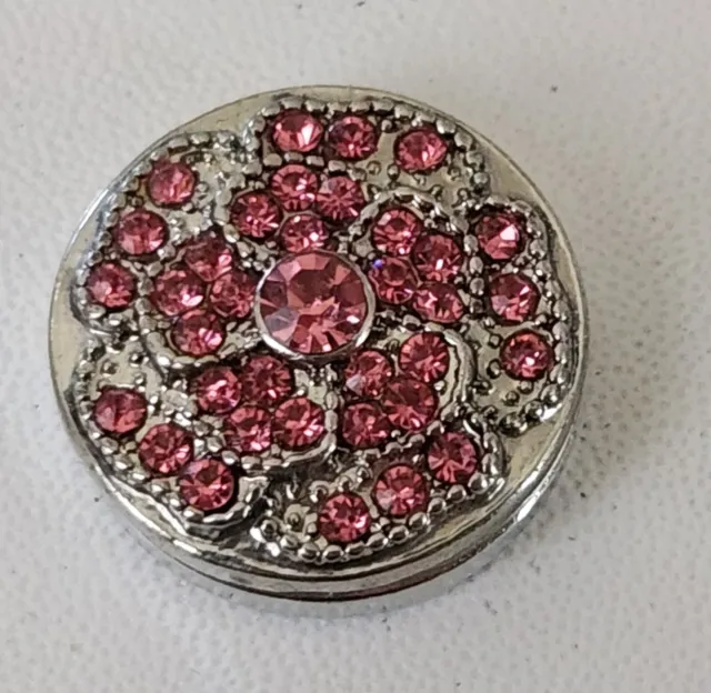 Snap Blingy Rhinestone Pink Jewelry 18mm Button Charm Ginger,  Chunk, Noosa