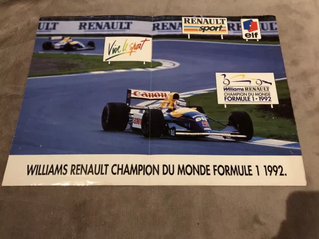 Poster Renault Williams Champion Du Monde Formule 1 1992