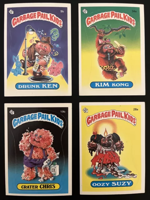 1985 Topps Garbage Pail Kids Original Series 1; 4-Card Lot GPK OS1 Matte