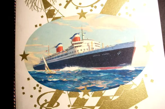 Colorful SS United States; United States Lines GALA DINNER MENU October 19, 1963