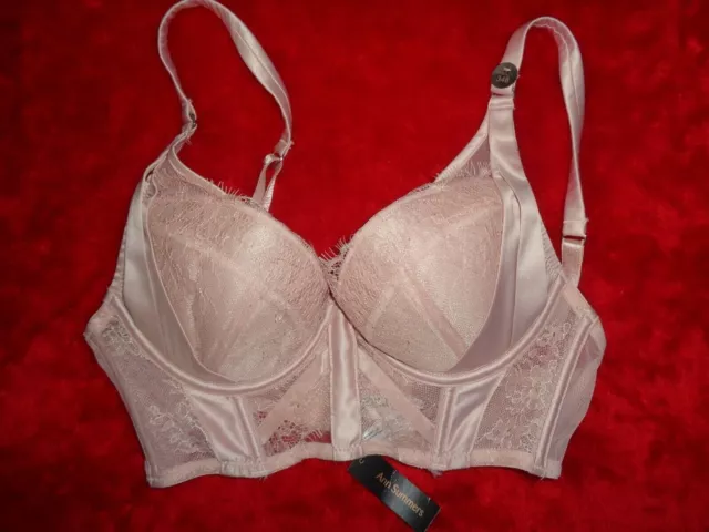 ANN SUMMERS LOVERS SPARK PINK & RED LONGLINE PLUNGE PUSH UP BRA SIZE 32D NWT