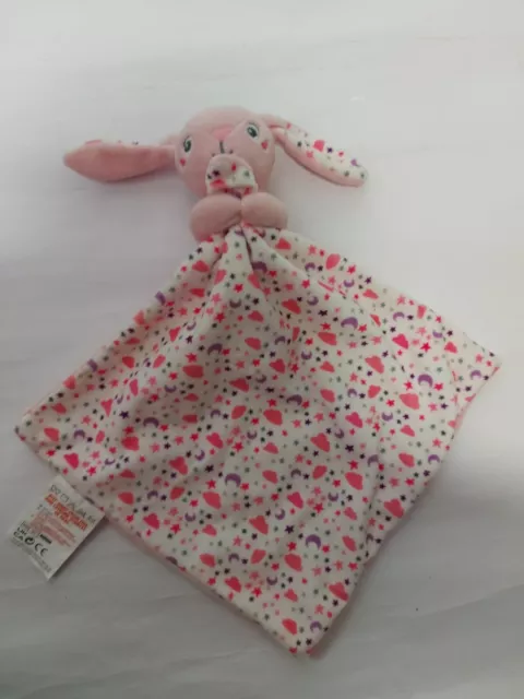 Get Comfy Pink Bunny Comforter Soft Toy Moon And Stars Rabbit Blankie Doudou