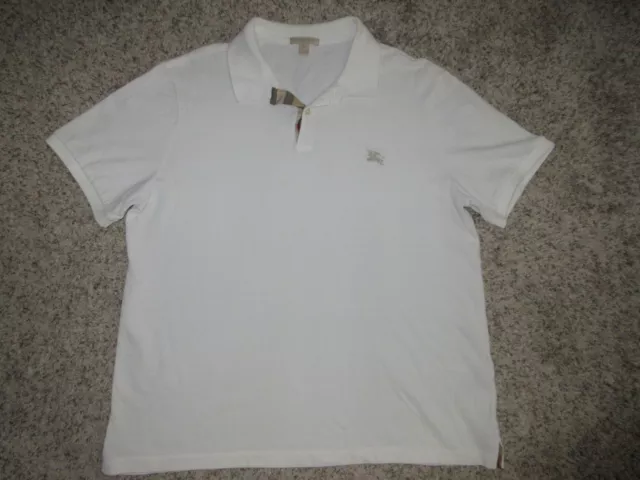 Burberry Brit Shirt Men’s XX-L White Polo Pique Cotton Nova Check Plaid Trim