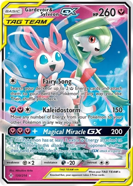 Pokemon Gardevoir & Sylveon GX 130/214 Unbroken Bonds Sun & Moon = Near Mint