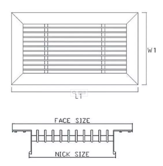Linear Bar Grille with Fixed Core LBG-F Face:956 x 206   Neck :900 X 150 2