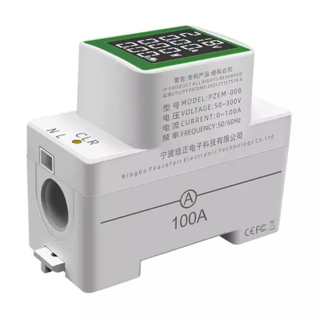 AC50-300V Digital LED Din Rail Voltage Amp Watt Power Meter Ammeter Voltmeter