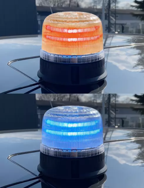 Rundum Kennleuchte Rundumkennleuchte LED Lampe Magnet 12/24 V blau orange DUAL