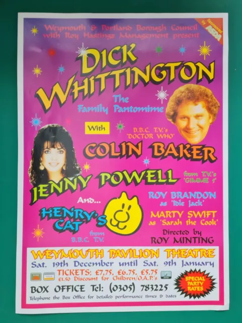 Doctor Who COLIN BAKER JENNY POWELL Weymouth Pavilion Theatre panto POSTER 1992.