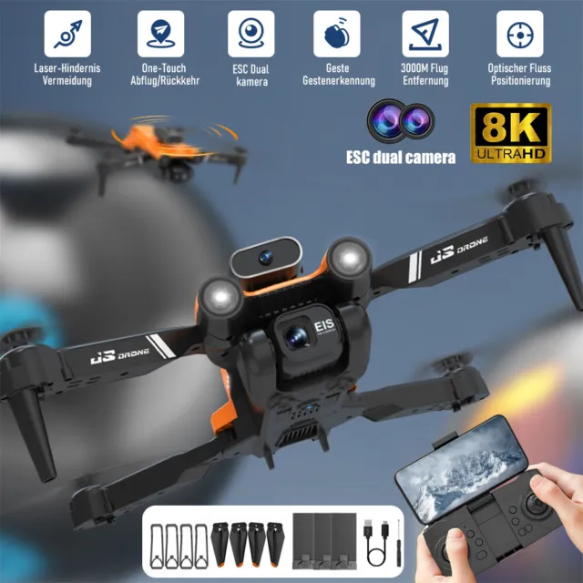 Mini Faltbar WiFi FPV Drohne Mit 8K-HD Kamera GPS Selfie RC Quadrocopter Drone