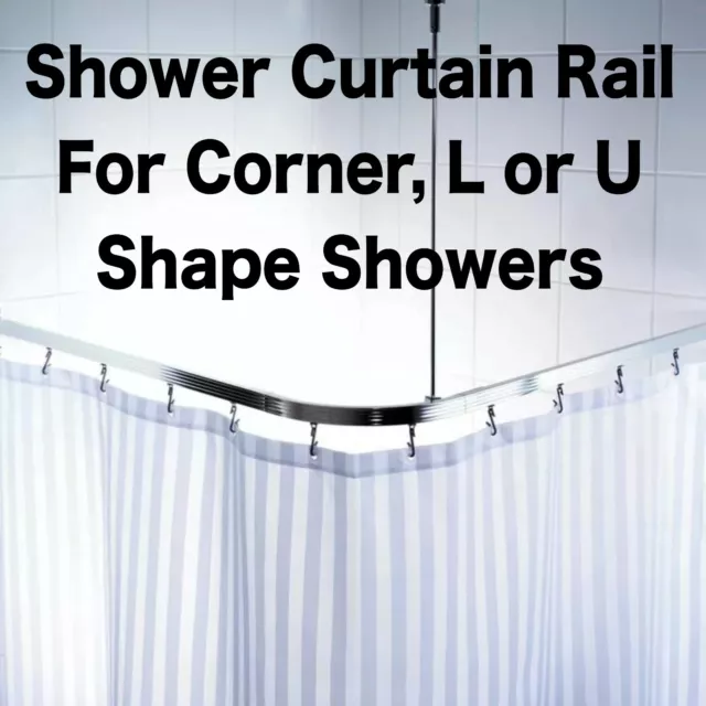 Shower Curtain Rail L Shape Track Pole U Shape Chrome Shower Curtain Hooks