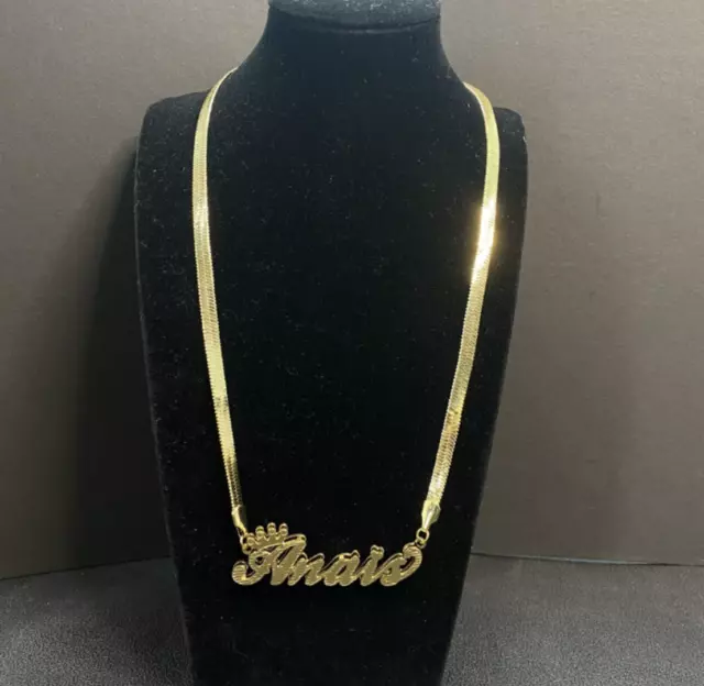 Custom Crown Name Necklace Double 3D Nameplate Snake Chain Pendant Jewelry Gift