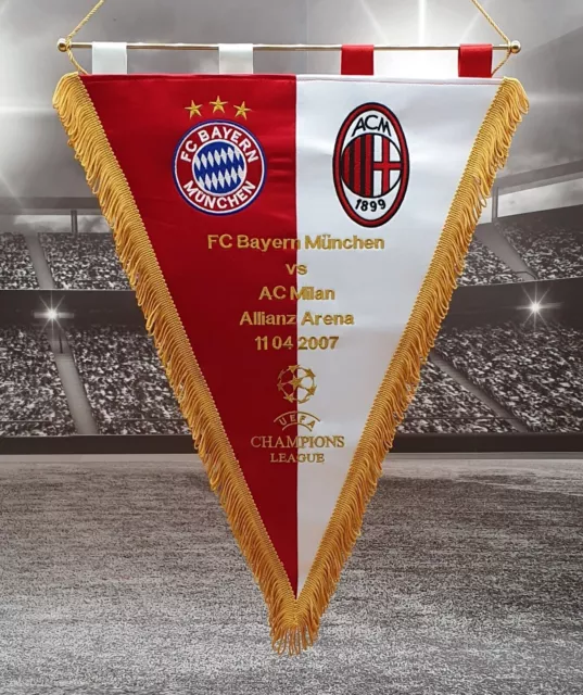 Gagliardetto ricamato Bayern München - AC Milan 2007 Champions League 48 cm...