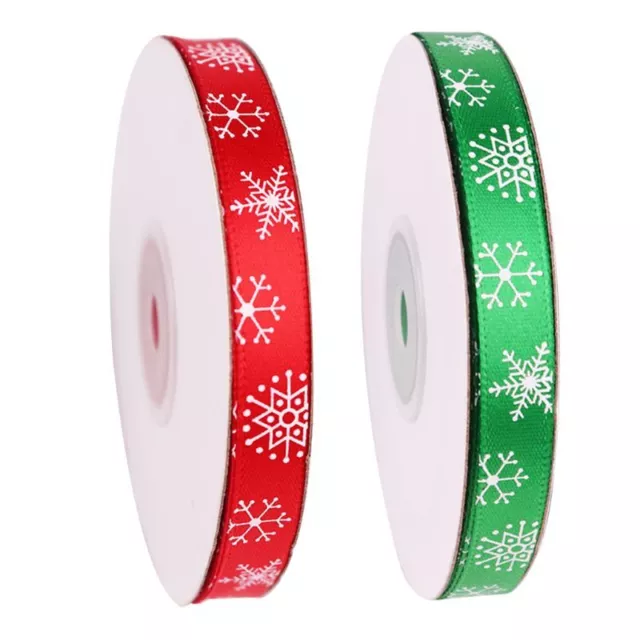 22m Green Printed Snowflake Ribbon Christmas Ribbons DIY Craft