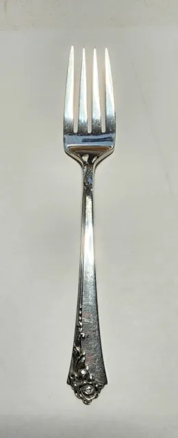 ONEIDA Silver Damask Rose Sterling .925 pure 6-1/2" No Slot Salad Fork 1946