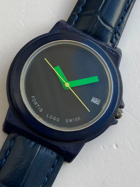 Rare Fortis Logo Swiss Date Watch New Battery 426.70.41 Black Rotating Bezel FORTIS Wristwatches with Vintage for sale - eBay main image 3