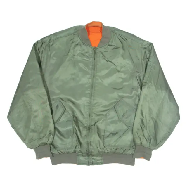 Military Reversible Mens Flight Jacket Green Nylon L