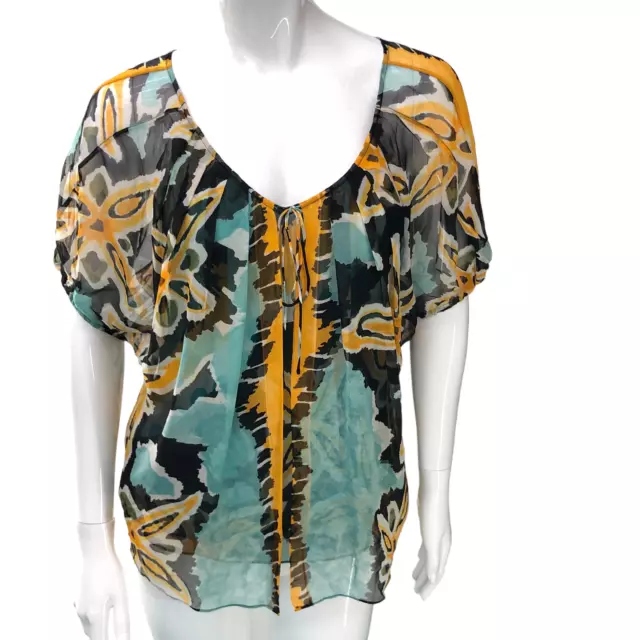 Diane Von Furstenberg DVF Womens Size 8 Merrill Blouse Abstract Silk Fully Lined
