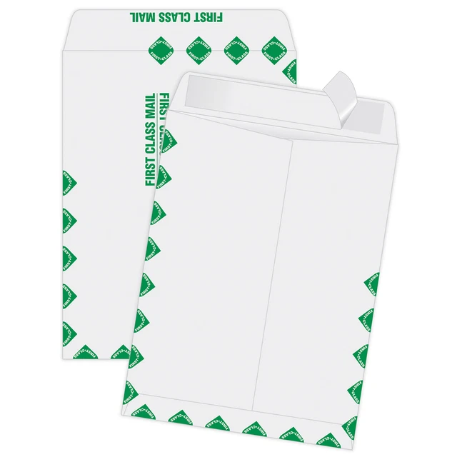 Redi-Strip Envelopes, First Class, 9"x12", 100/BX, White