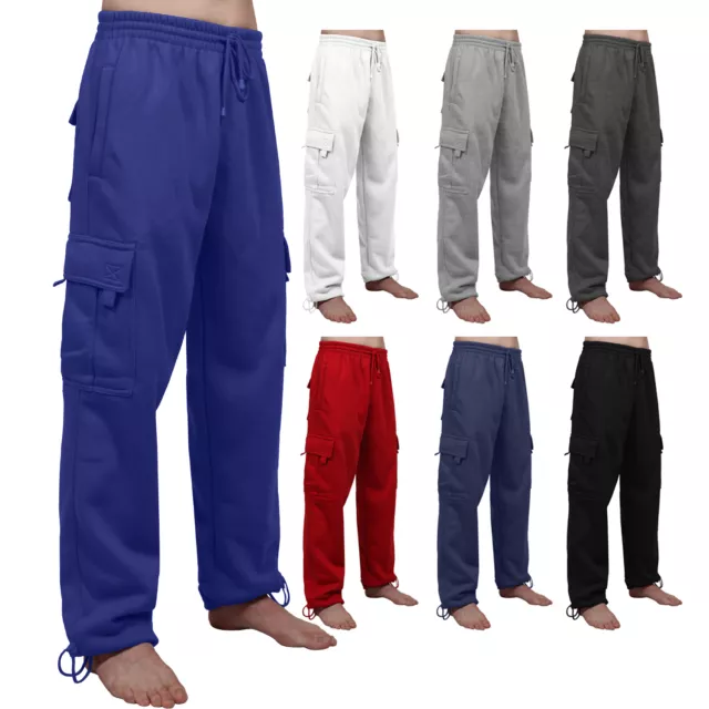 NE PEOPLE Mens Casual Comfy Elastic Drawstring Fleece Cargo Sweat Pants [NEMP17]