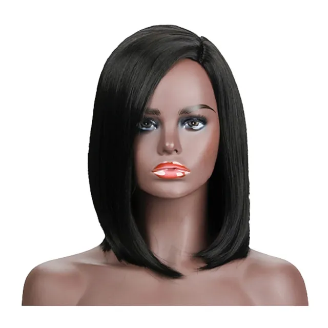 Black Woman Synthetic Wig Fahion Straight Middle-Length Wig Hair Cover Stylish