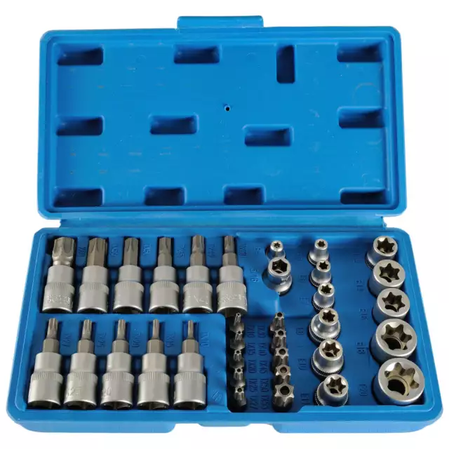 Torx Bit Nüsse SET STECKSCHLÜSSEL NUSS SATZ 3/8 INNEN AUSSEN E4-E20 34 tlg