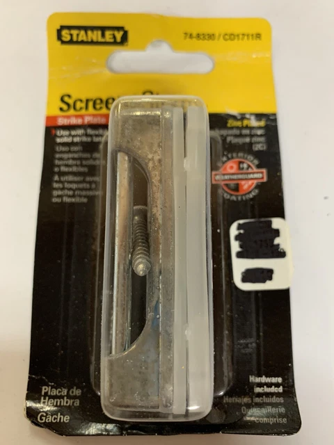(8) Stanley Zinc Plated Screen/Storm  Door Strike Plates