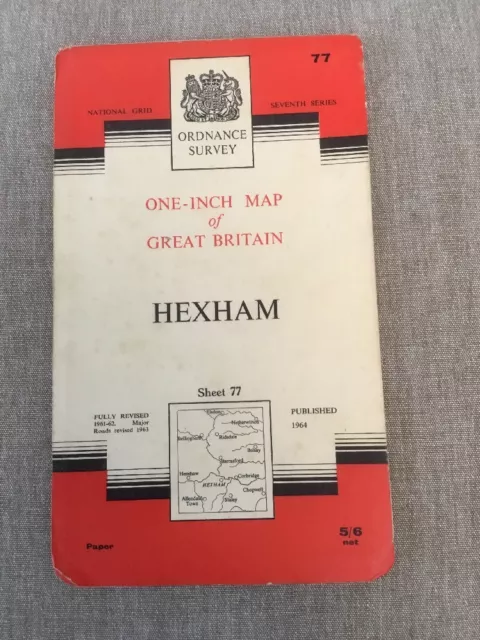 1964 Ordnance Survey Seventh Series One Inch Map Hexham (incl Risdale, Henshaw)