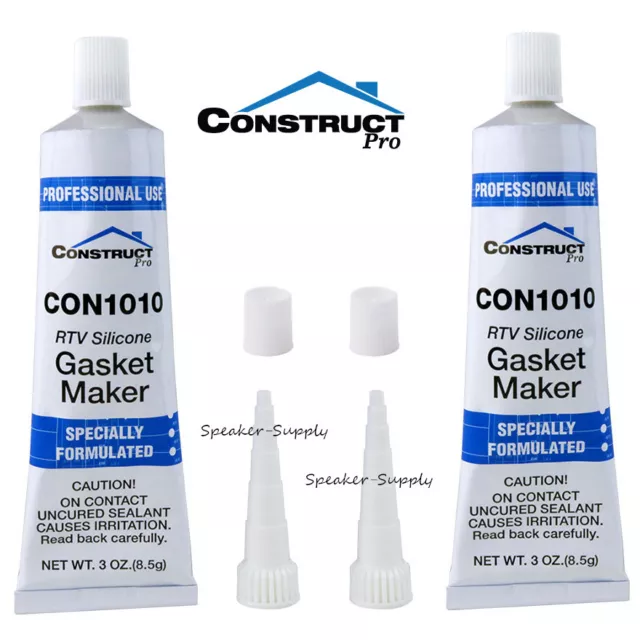 2 Pack Lot Construct Pro RTV Clear Silicone Sealant 3oz 3 Pack Set Gasket Maker