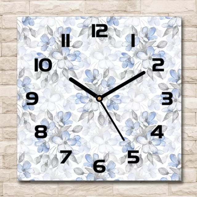 Reloj Decorativo de Vidrio Templado Estilo Moderno 30x30 Flores delicadas Flores