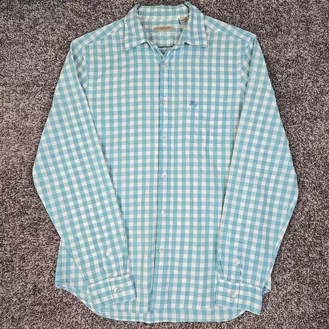 Burberry Brit Shirt Mens Medium Blue Gingham Plaid Long Sleeve Button Up Preppy