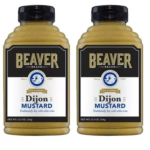 917010 2 X 354G Bottle Beaver Dijon Mustard Traditionally Hot With White Wine